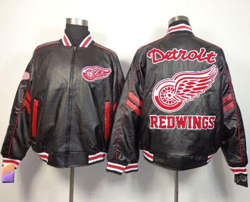 Detroit Red Wings NHL Black Leather Jacket | Promo Code NHL Shop Canada ...